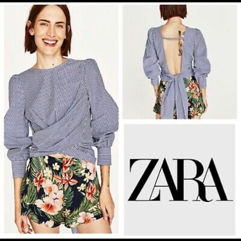 Zara blue and white stripped shirt